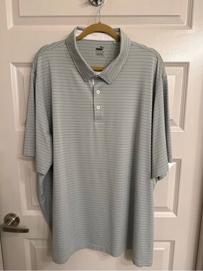Puma Golf MATTR Bay Light Green/White Striped Golf Polo